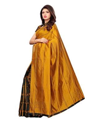 Black woven chanderi saree with blouse 2