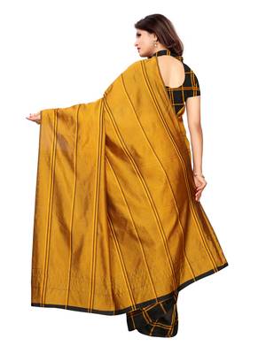 Black woven chanderi saree with blouse 4