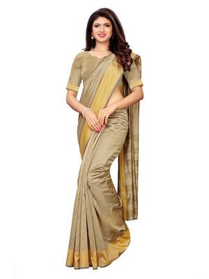 Beige Woven Chanderi Saree With Blouse 1