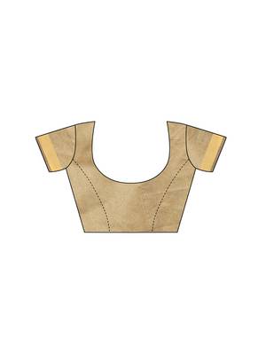 Beige Woven Chanderi Saree With Blouse 5