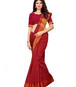 Red Woven Chanderi Saree With Blouse