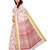 White printed poly cotton saree with blouse