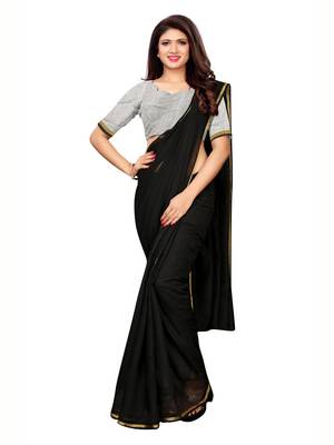 Black woven cotton silk saree with blouse 1