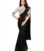 Black woven cotton silk saree with blouse