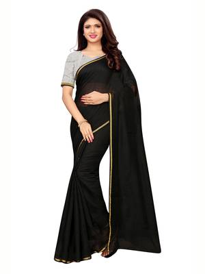 Black woven cotton silk saree with blouse 2