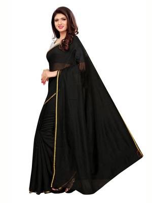 Black woven cotton silk saree with blouse 3