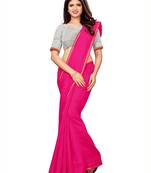 Pink Woven Cotton Silk Saree With Blouse
