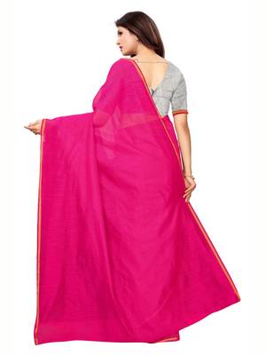 Pink Woven Cotton Silk Saree With Blouse 4