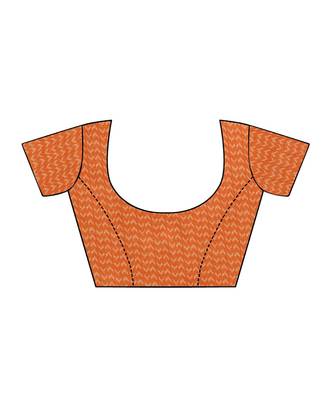 Orange woven Silk blend saree with blouse 5