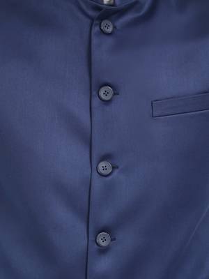 Blue Plain Viscose Nehru Jacket 5
