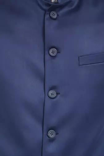 Blue Plain Viscose Nehru Jacket
