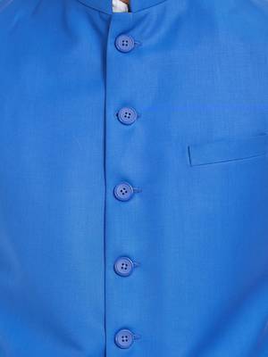 Blue Plain Viscose Nehru Jacket 5