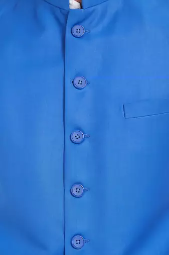 Blue Plain Viscose Nehru Jacket