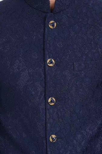 Blue Plain Viscose Jodhpuri Sherwani