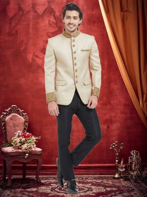 Gold Embroidered Jute Jodhpuri Sherwani 1