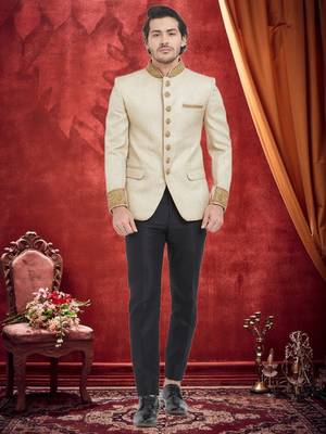 Gold Embroidered Jute Jodhpuri Sherwani 2