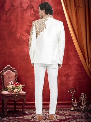 White Embroidered Velvet Jodhpuri Sherwani 4