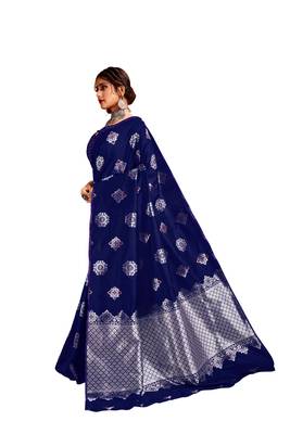 BLUE WOVEN silk blend SAREE WITH BLOUSE 1