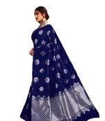 BLUE WOVEN silk blend SAREE WITH BLOUSE