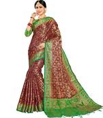 Wine woven art silk saree with blouse