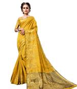 Yellow woven cotton silk saree with blouse