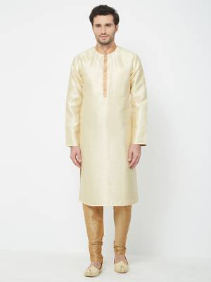 White Embroidered Art Silk Kurta Pajama 1
