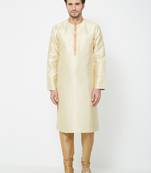 White Embroidered Art Silk Kurta Pajama
