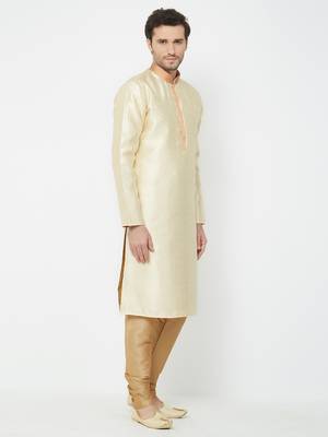 White Embroidered Art Silk Kurta Pajama 3