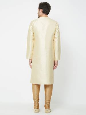 White Embroidered Art Silk Kurta Pajama 4