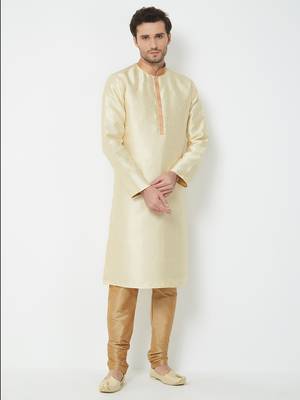 White Embroidered Art Silk Kurta Pajama 5