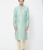 Sky Blue Embroidered Art Silk Kurta Pajama