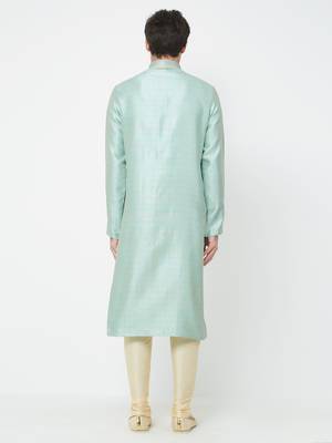 Sky Blue Embroidered Art Silk Kurta Pajama 4