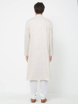 White Embroidered Cotton Kurta Pajama 4
