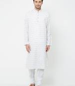 White Plain Cotton Kurta Pajama