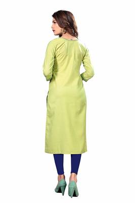 Light Green Embroidered Cotton Silk Kurti 2