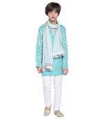 Blue Printed Cotton Boys Kurta Pyjama