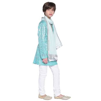 Blue Printed Cotton Boys Kurta Pyjama 2