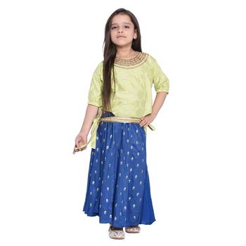 Blue Printed Cotton Kids Dress 1