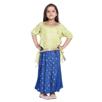 Blue Printed Cotton Kids Dress 2