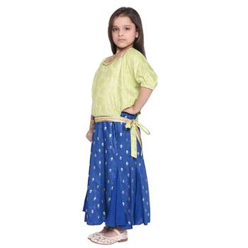 Blue Printed Cotton Kids Dress 3