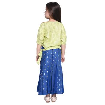 Blue Printed Cotton Kids Dress 5