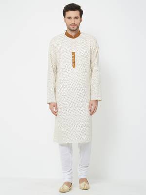 White Plain Cotton Kurta Pajama 1