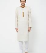 White Plain Cotton Kurta Pajama