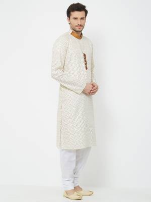 White Plain Cotton Kurta Pajama 3