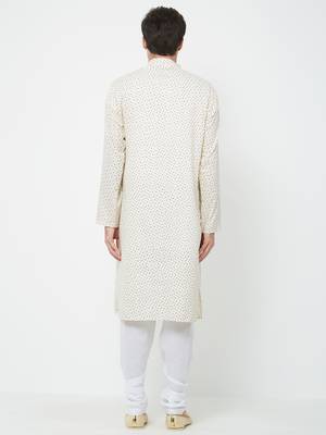 White Plain Cotton Kurta Pajama 4