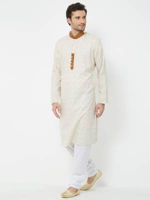 White Plain Cotton Kurta Pajama 5