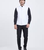 White Plain Viscose Nehru Jacket