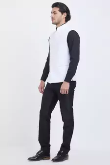 White Plain Viscose Nehru Jacket