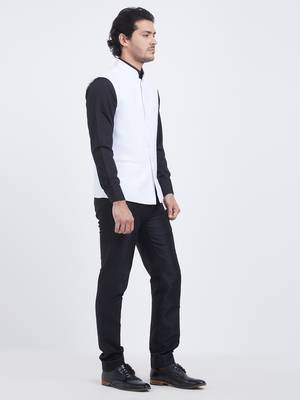 White Plain Viscose Nehru Jacket 3