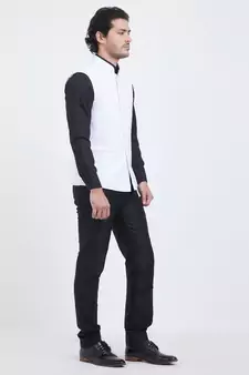 White Plain Viscose Nehru Jacket